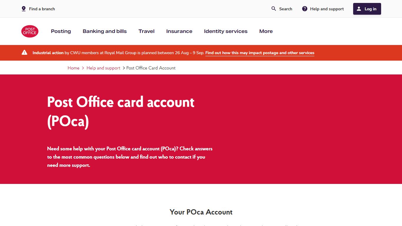 Post Office Card Account | Post Office