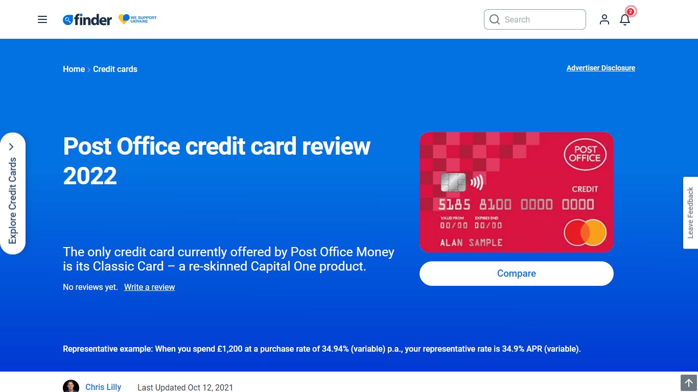 Post Office credit card review 2022 | 34.9% | Finder UK