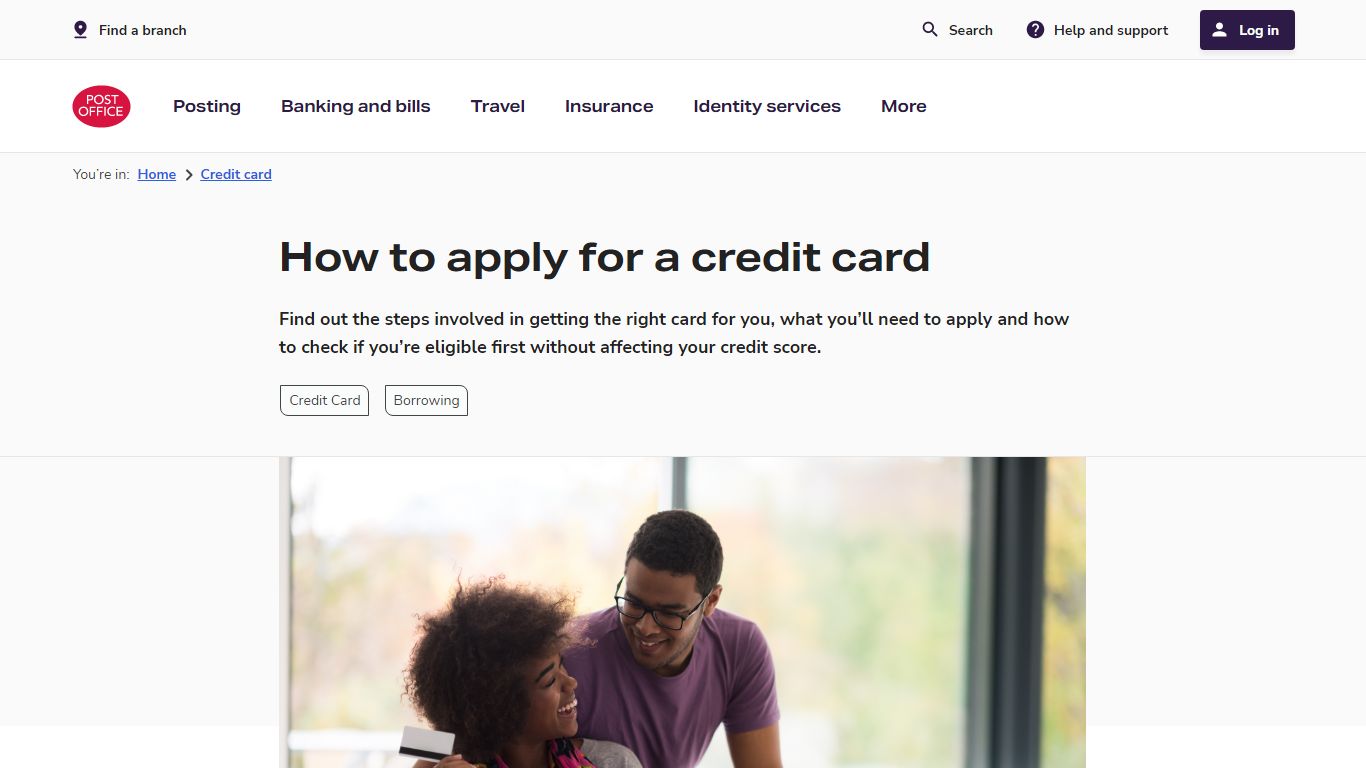 How to apply for a credit card | Credit Card | Post Office®