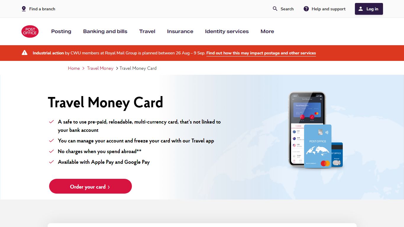 Travel Money Card - Prepaid Currency Card | Post Office®